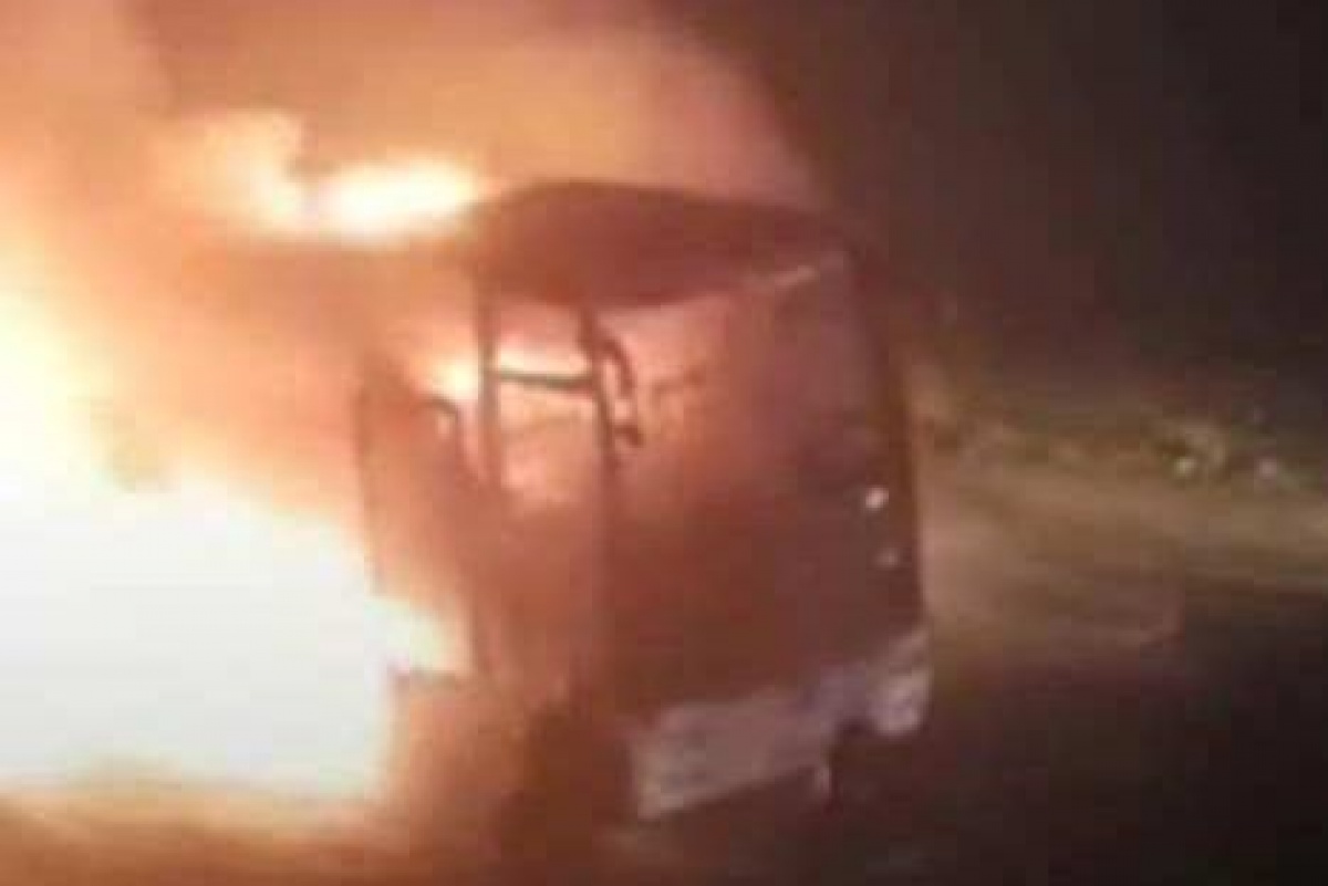 В Грузии сгорел пассажирский автобус, выполнявший рейс из Азербайджана в Турцию