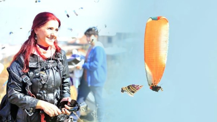 Жительница Бурсы отпраздновала развод прыжком с парашютом