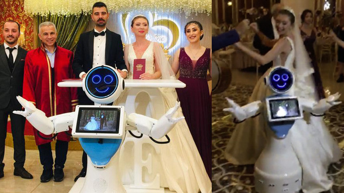 Впервые на турецкой свадьбе свидетелем стал робот (видео)