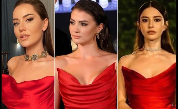 Звезды турецких сериалов в одинаковых платьях: кому больше идет?