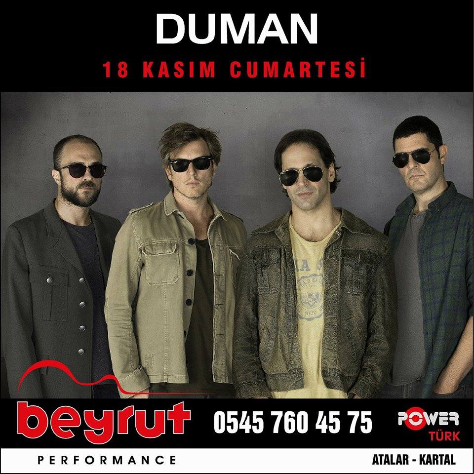 18 ноября  группа Duman выступит на сцене Beyrut Performance в Стамбуле