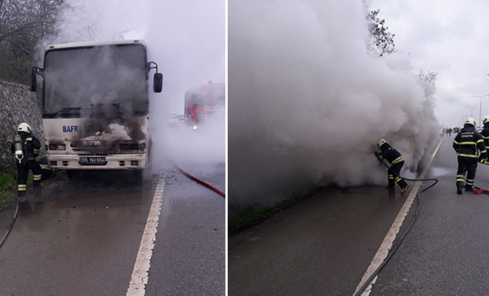 В Самсуне загорелся автобус с 27 пассажирами