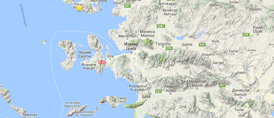 Землетрясение силой 3,5 произошло в Эгейском море