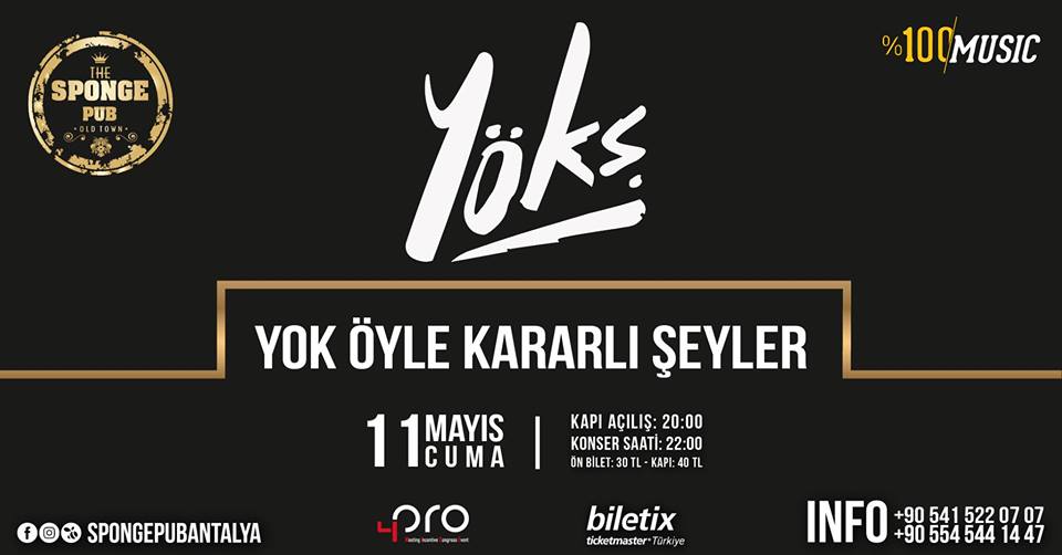Концерт группы "Yok Öyle Kararlı Şeyler" состоится в Анталье 11 мая