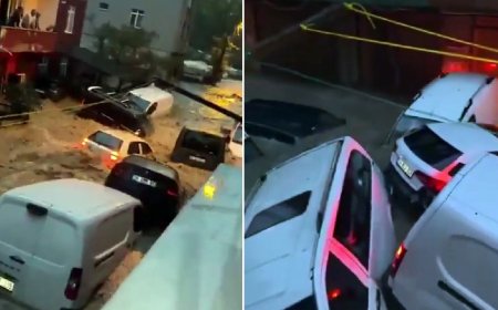 Стамбул затопило: потоки смывают машины, обрушиваются дороги