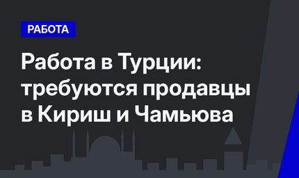 Работа в Турции: требуются продавцы в Кириш и Чамьюва