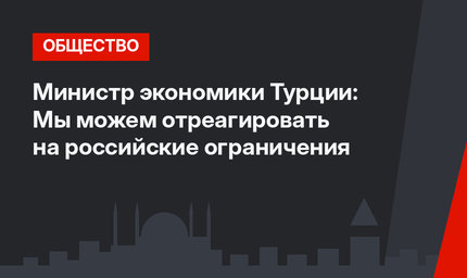 Министр экономики Турции:  Мы можем отреагировать на российские ограничения