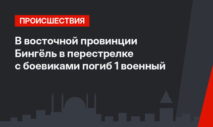 В восточной провинции Бингёль в перестрелке с боевиками погиб 1 военный