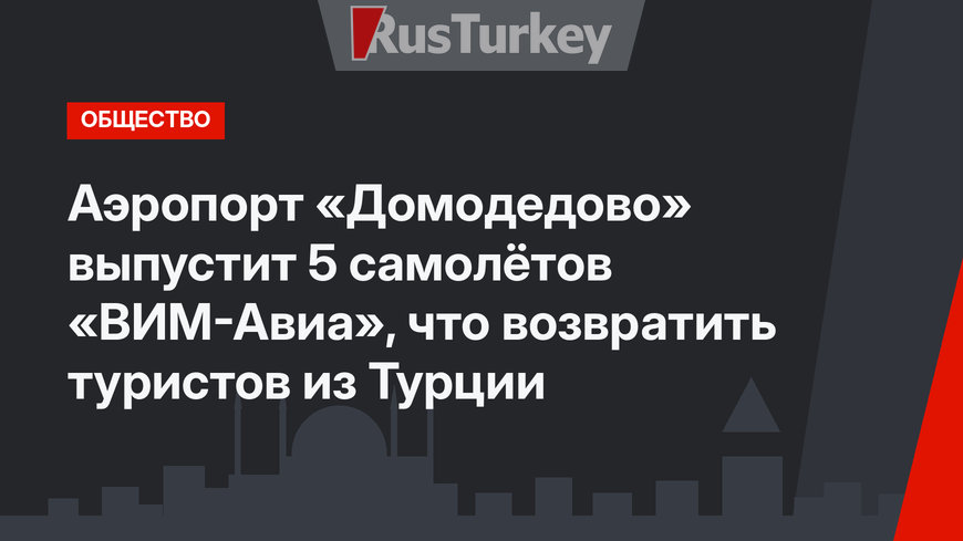 Аэропорт «Домодедово» выпустит 5 самолётов «ВИМ-Авиа», что возвратить туристов из Турции