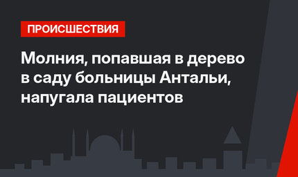 Молния, попавшая в дерево в саду больницы Антальи, напугала пациентов