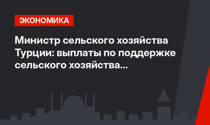 Министр сельского хозяйства Турции: выплаты по поддержке сельского хозяйства начнутся уже сегодня