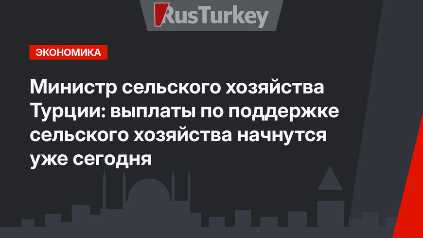 Министр сельского хозяйства Турции: выплаты по поддержке сельского хозяйства начнутся уже сегодня