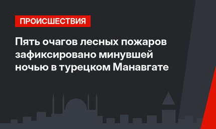 Пять очагов лесных пожаров зафиксировано минувшей ночью в турецком Манавгате