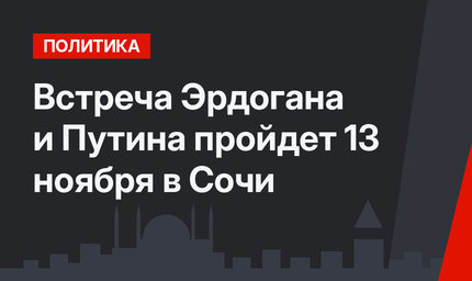 Встреча Эрдогана и Путина пройдет 13 ноября в Сочи