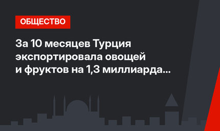 За 10 месяцев Турция экспортировала овощей и фруктов на 1,3 миллиарда долларов