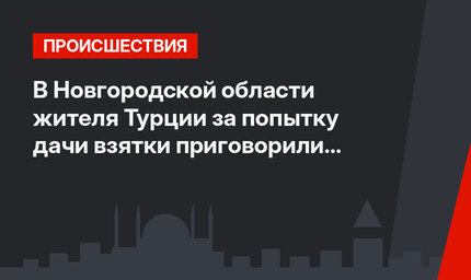 В Новгородской области жителя Турции за попытку дачи взятки приговорили к штрафу более миллиона рублей 