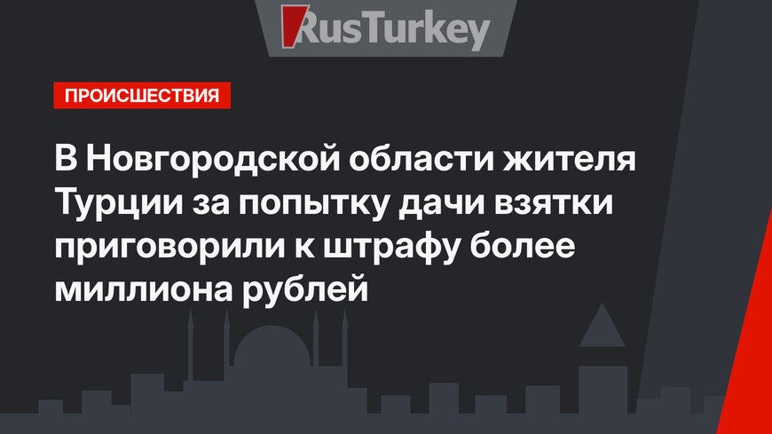 В Новгородской области жителя Турции за попытку дачи взятки приговорили к штрафу более миллиона рублей 