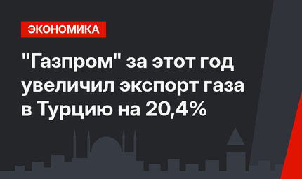 "Газпром" за этот год увеличил экспорт газа в Турцию на 20,4%