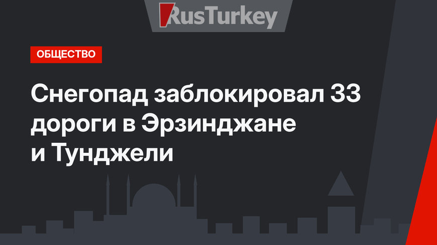 Снегопад заблокировал 33 дороги в Эрзинджане и Тунджели