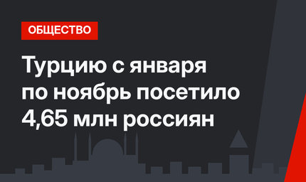 Турцию с января по ноябрь посетило 4,65 млн россиян