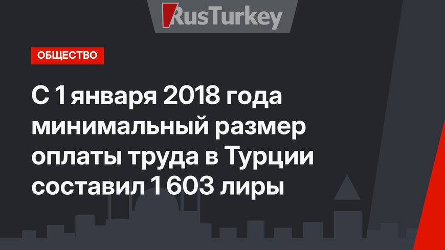 С 1 января 2018 года минимальный размер оплаты труда в Турции составил 1 603  лиры