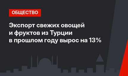 Экспорт свежих овощей и фруктов из Турции  в прошлом году вырос на 13%