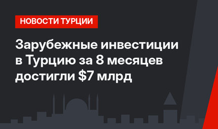 Зарубежные инвестиции в Турцию за 8 месяцев достигли $7 млрд