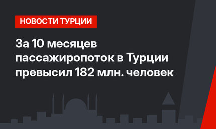 За 10 месяцев пассажиропоток в Турции превысил 182 млн. человек
