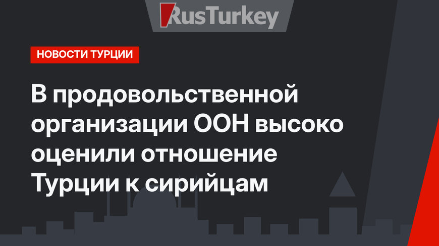 В продовольственной организации ООН высоко оценили отношение Турции к сирийцам