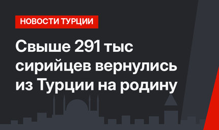 Свыше 291 тыс сирийцев вернулись из Турции на родину 