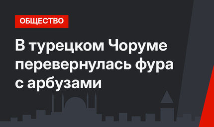В турецком Чоруме перевернулась фура с арбузами