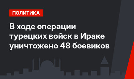 В ходе операции турецких войск в Ираке уничтожено 48 боевиков