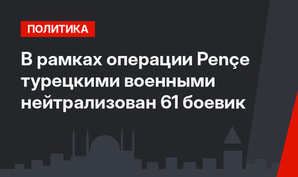 В рамках операции Pençe турецкими военными нейтрализован 61 боевик
