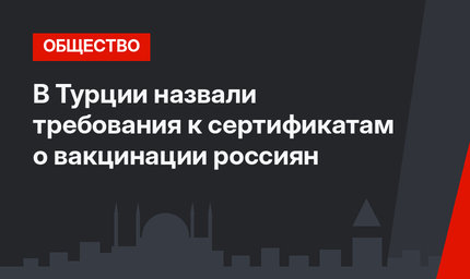 В Турции назвали требования к сертификатам о вакцинации россиян