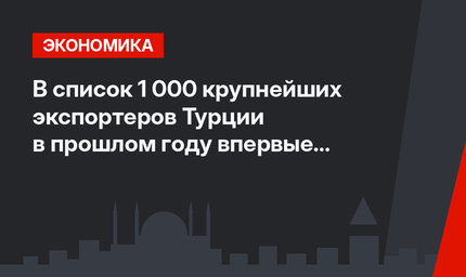 В список 1 000 крупнейших экспортеров Турции в прошлом году впервые вошли 169 компаний