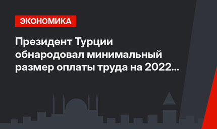 Президент Турции обнародовал минимальный размер оплаты труда на 2022 год