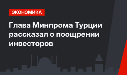 Глава Минпрома Турции рассказал о поощрении инвесторов