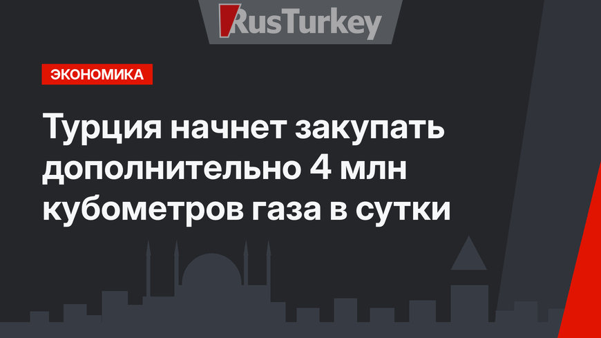  Турция начнет закупать дополнительно 4 млн кубометров газа в сутки