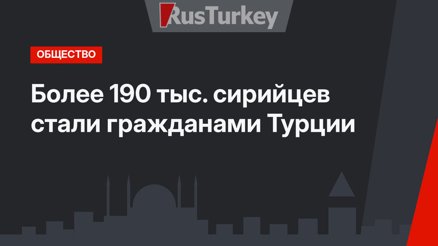 Более 190 тыс. сирийцев стали гражданами Турции