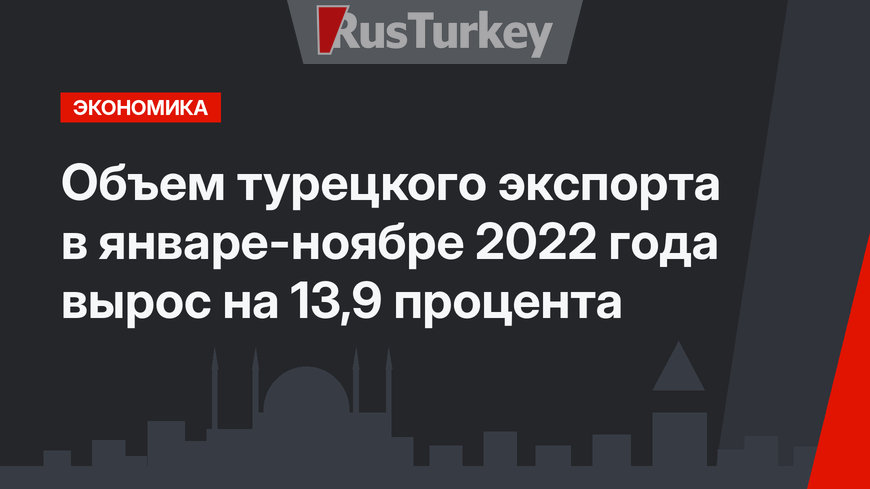 Объем турецкого экспорта в январе-ноябре 2022 года вырос на 13,9 процента