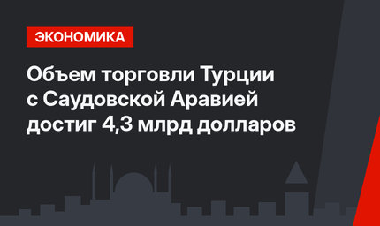 Объем торговли Турции с Саудовской Аравией достиг 4,3 млрд долларов 