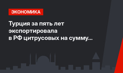 Турция за пять лет экспортировала в РФ цитрусовых на сумму до 1,9 млрд ​​долларов